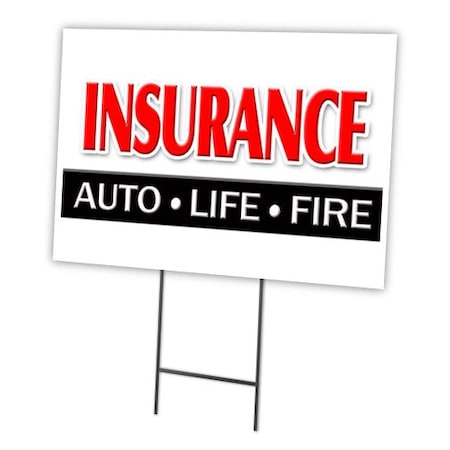 Insurance Auto Life Fire Yard Sign & Stake Outdoor Plastic Coroplast Window